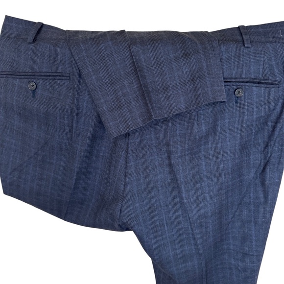 Ryan Seacrest Distinction Dress Pant Navy Blue Plaid - Picture 7 of 7